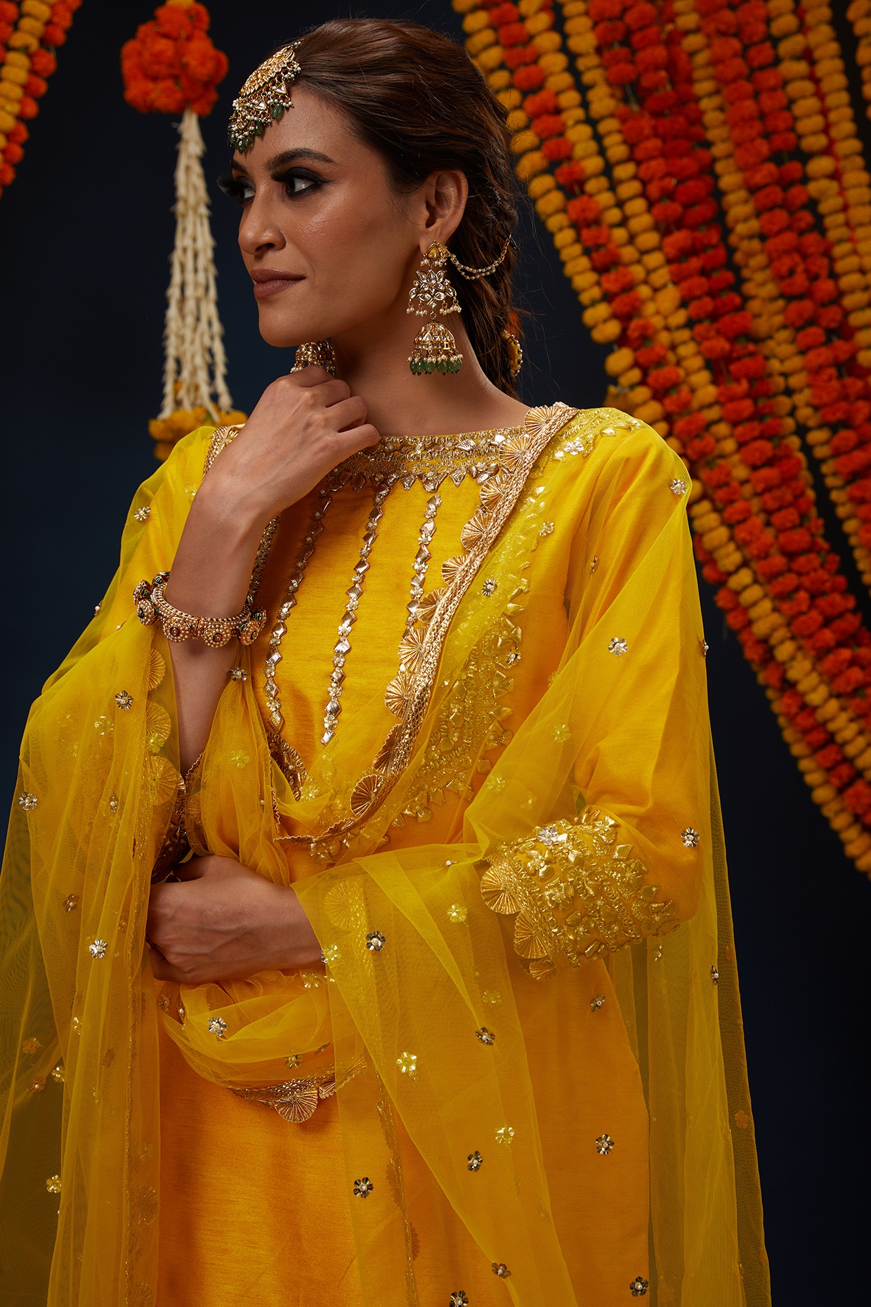 Shop multicolored bridal kamkhwab gharara set | The Indian Couture
